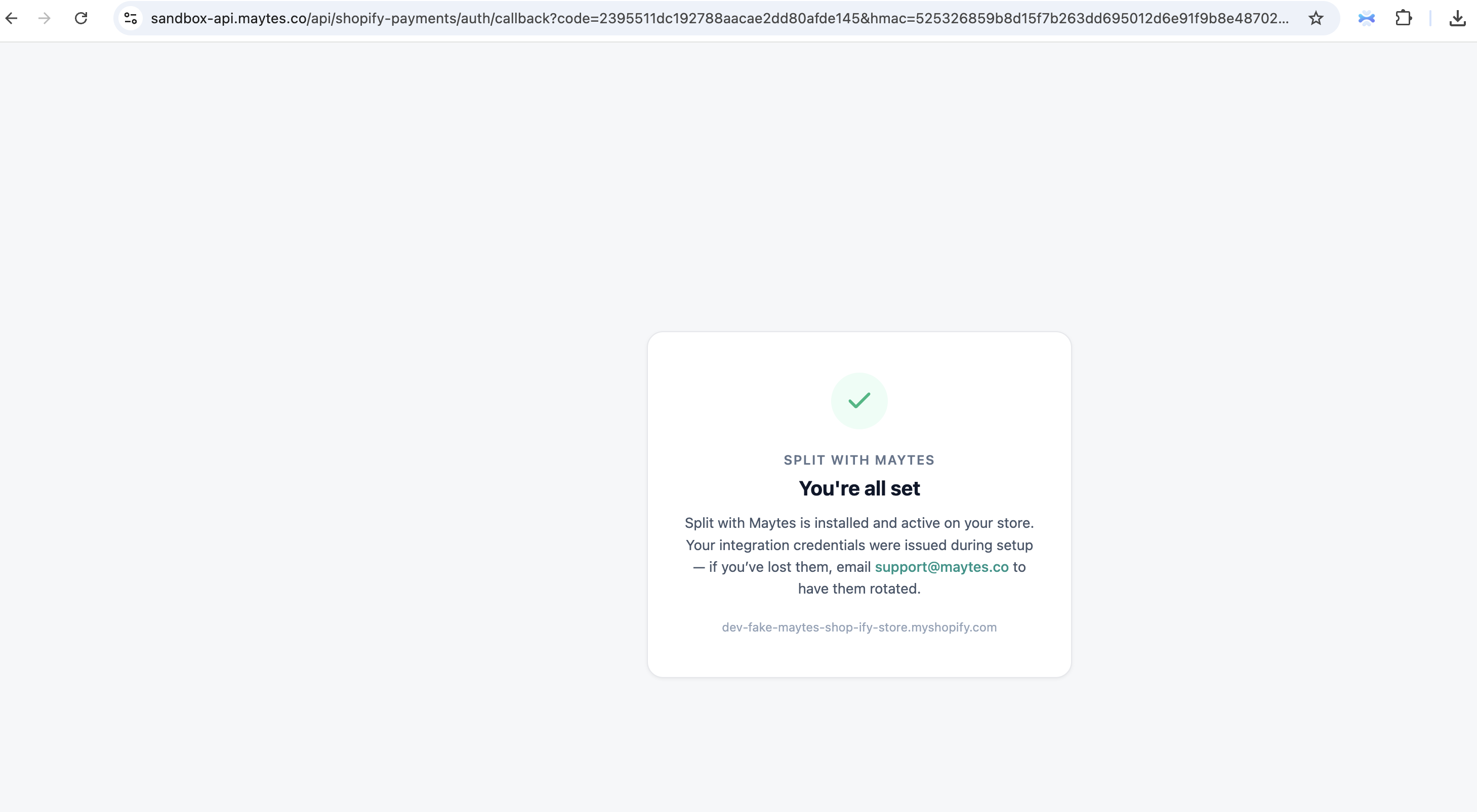 Confirmation that Split with Maytes is installed and active